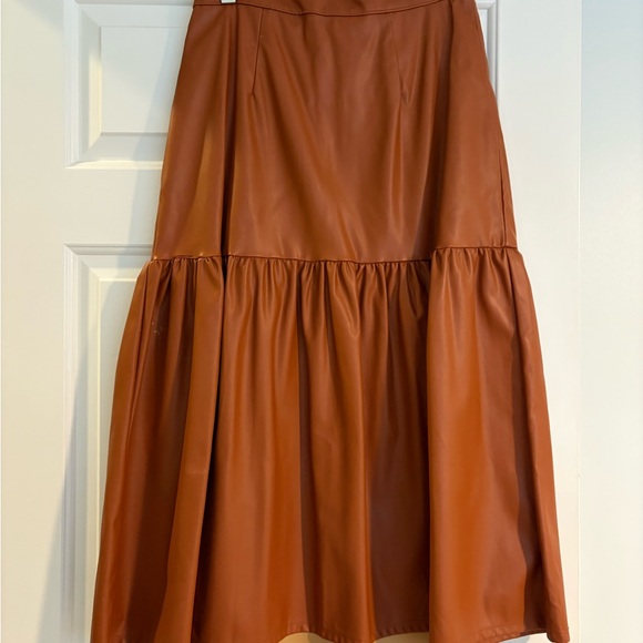 Who What Wear A-Line Skirt in Rich Brown faux Leather Size Small - Picture 1 of 2